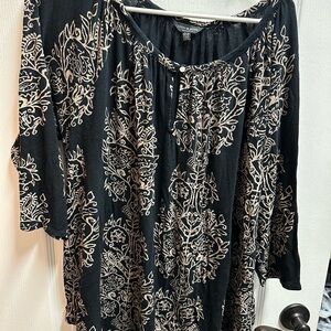 Lucky Brand Women's Black and White Patterned Top size 2XL/ NWOT A207